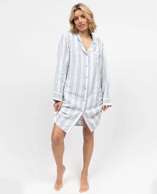 The Linen Edit Womens Stripe Nightshirt