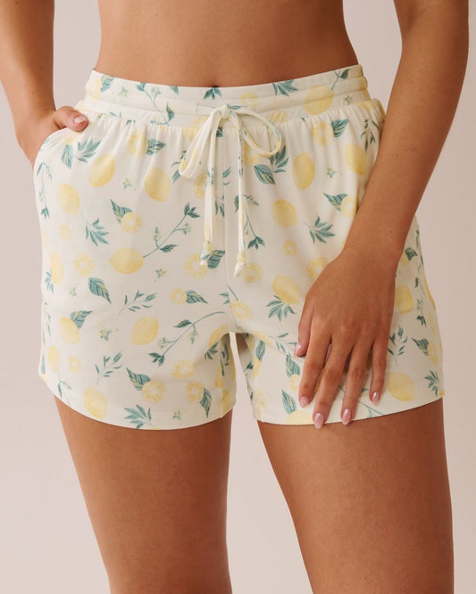 Lemon Print Pajama Shorts