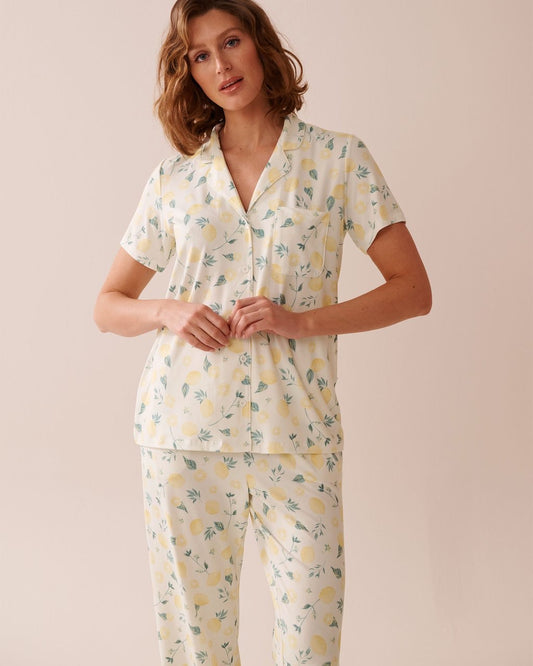 Lemon Print Button-Down Shirt